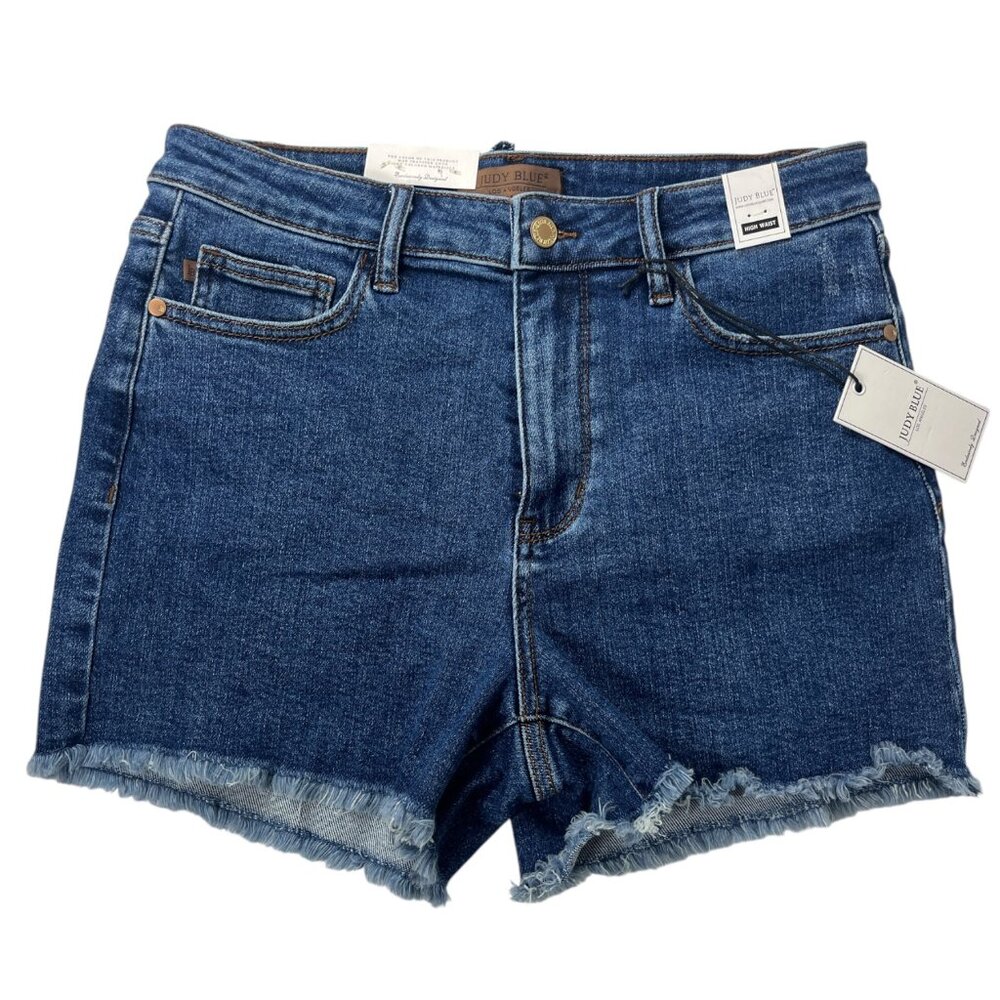 New NWT Judy Blue Women's Medium Blue Vintage High Rise Cut off Shorts Large